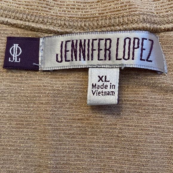 π«4/30 JENNIFER LOPEZ Metallic Neutral Tan Gold Stretch Tank Top - Picture 10 of 11